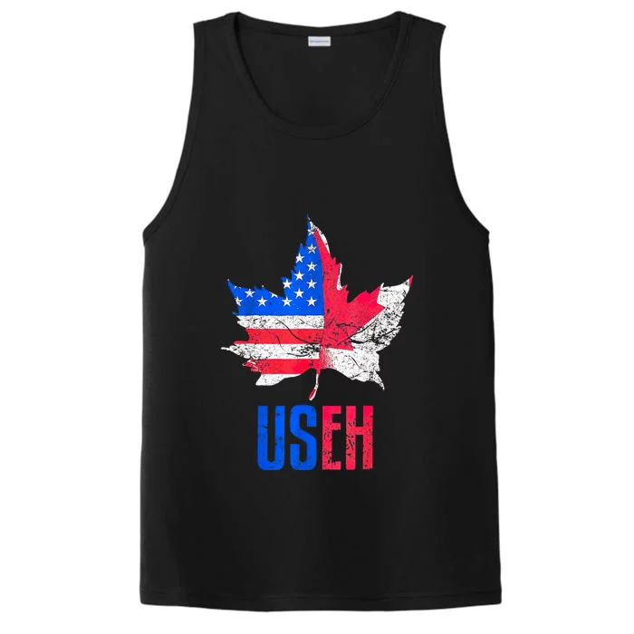 Leaf Canadian American Flag Funny Canada Patriotic Performance Tank