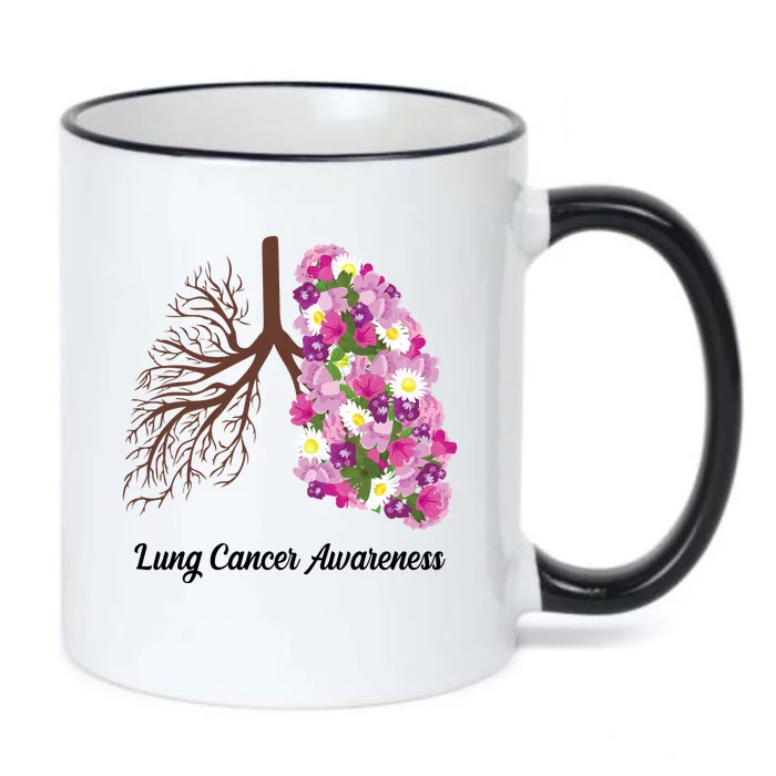 Lung Cancer Awareness Floral Black Color Changing Mug