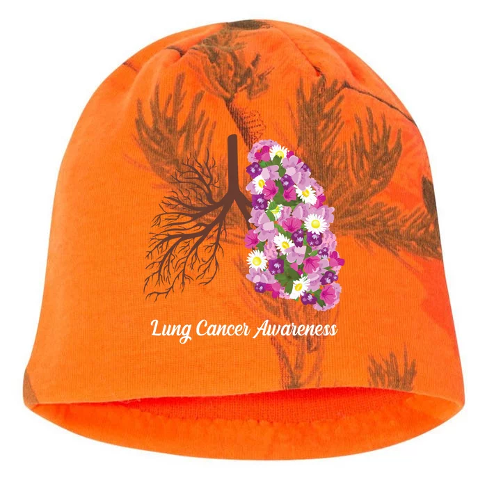 Lung Cancer Awareness Floral Kati - Camo Knit Beanie