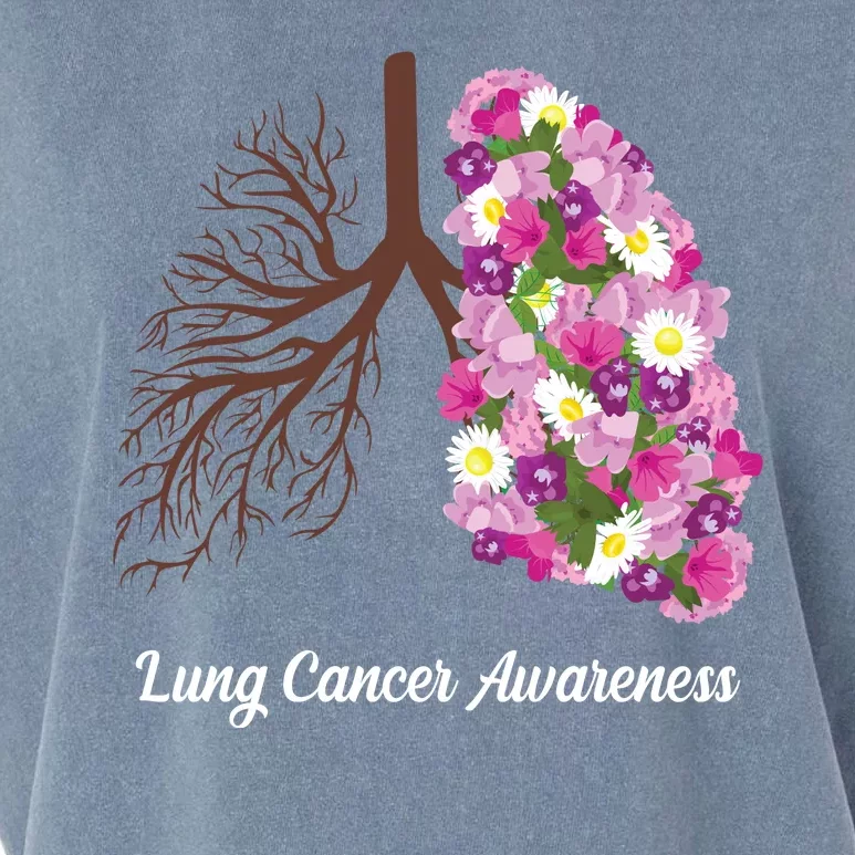 Lung Cancer Awareness Floral Garment-Dyed Women's Muscle Tee