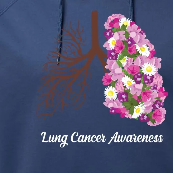 Lung Cancer Awareness Floral Performance Fleece Hoodie