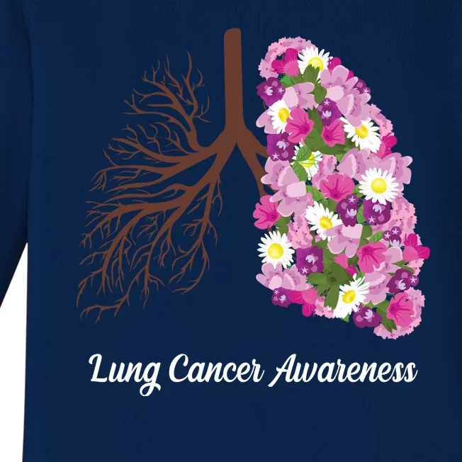 Lung Cancer Awareness Floral Baby Long Sleeve Bodysuit