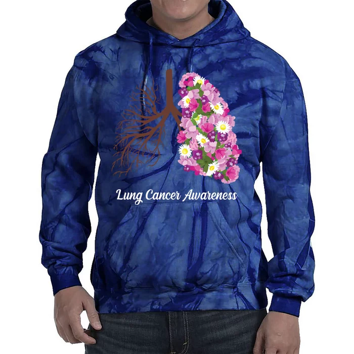 Lung Cancer Awareness Floral Tie Dye Hoodie