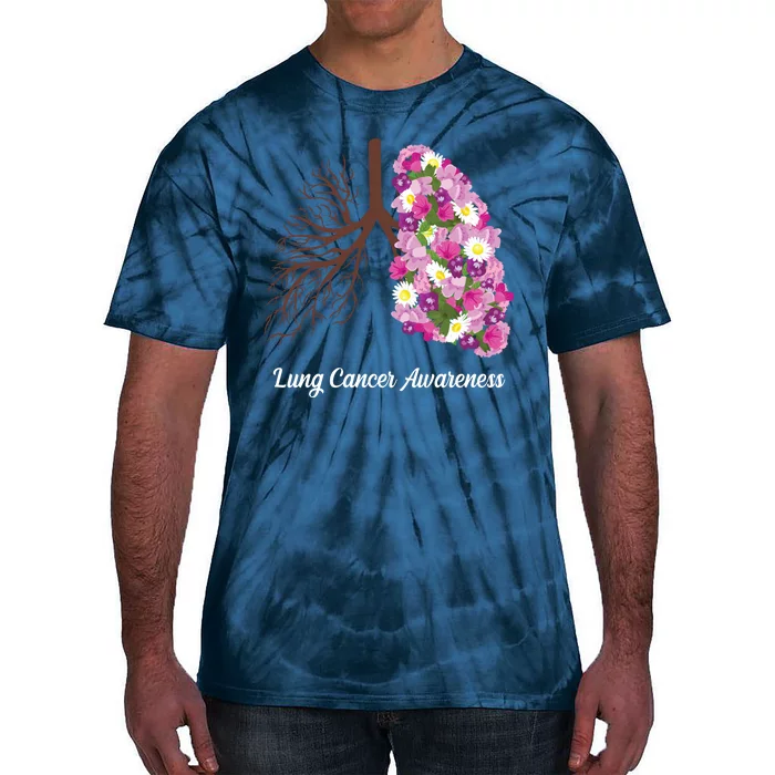 Lung Cancer Awareness Floral Tie-Dye T-Shirt