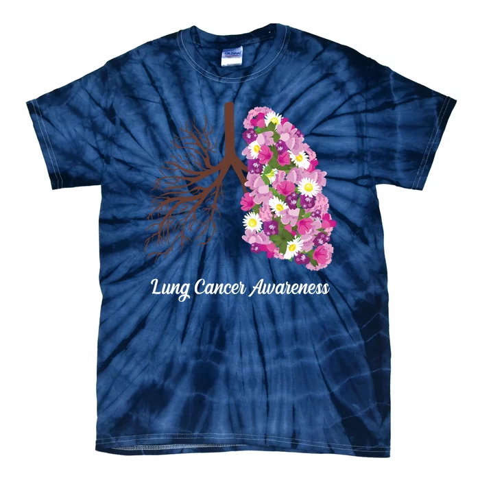 Lung Cancer Awareness Floral Tie-Dye T-Shirt