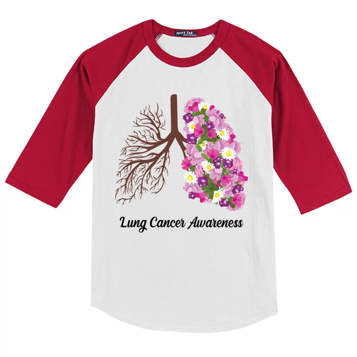 Lung Cancer Awareness Floral Kids Colorblock Raglan Jersey