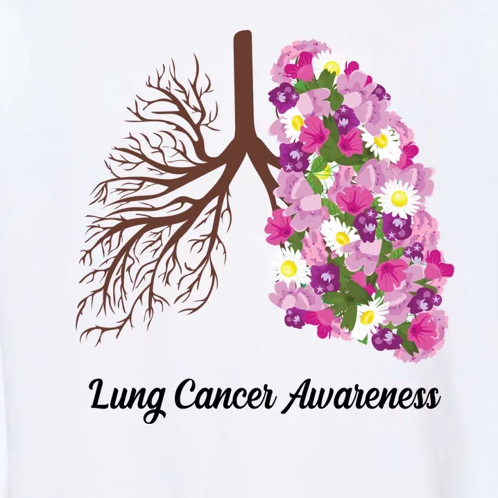 Lung Cancer Awareness Floral Garment-Dyed Sweatshirt