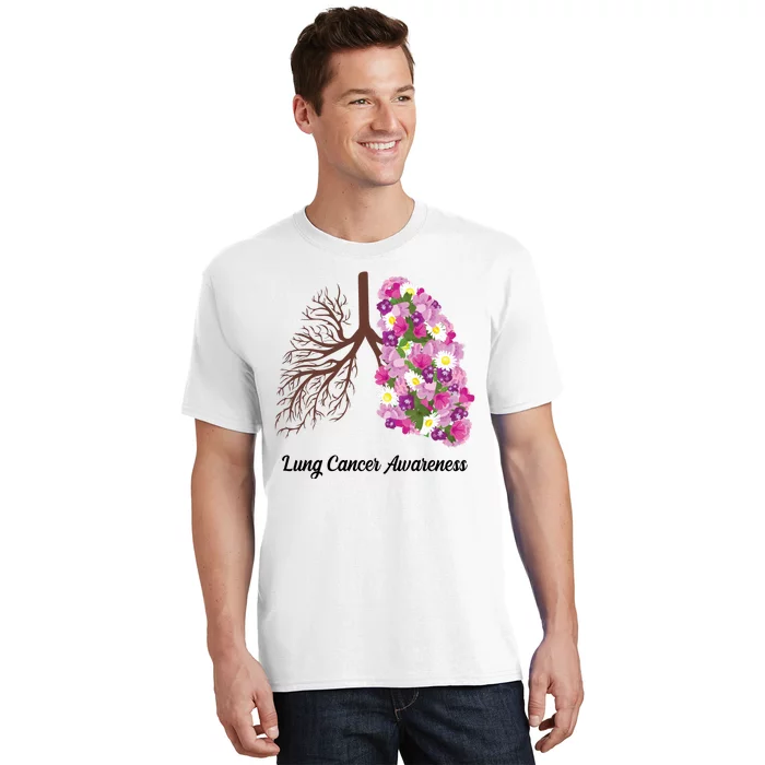 Lung Cancer Awareness Floral T-Shirt