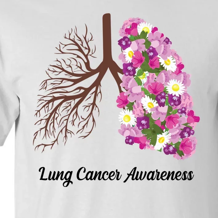 Lung Cancer Awareness Floral Tall T-Shirt