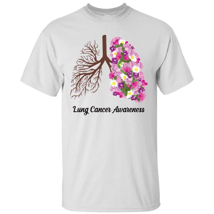 Lung Cancer Awareness Floral Tall T-Shirt