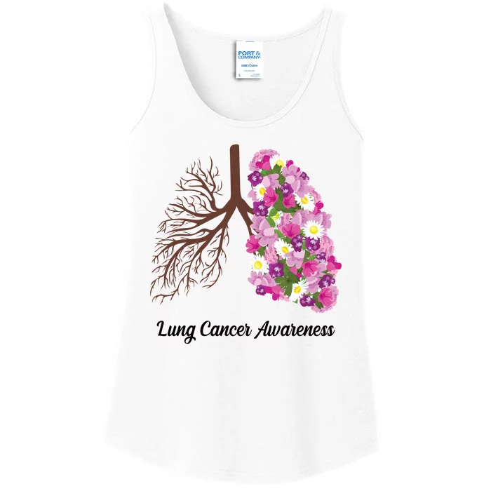 Lung Cancer Awareness Floral Ladies Essential Tank