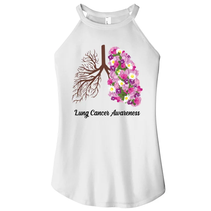 Lung Cancer Awareness Floral Women’s Perfect Tri Rocker Tank