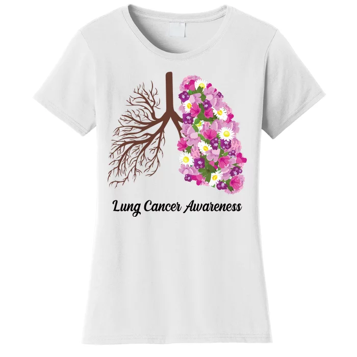 Lung Cancer Awareness Floral Women's T-Shirt