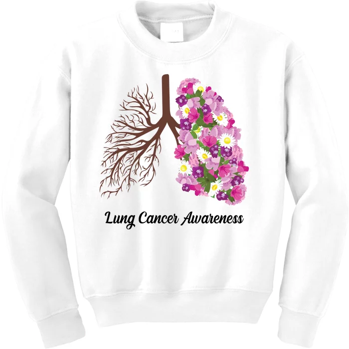 Lung Cancer Awareness Floral Kids Sweatshirt