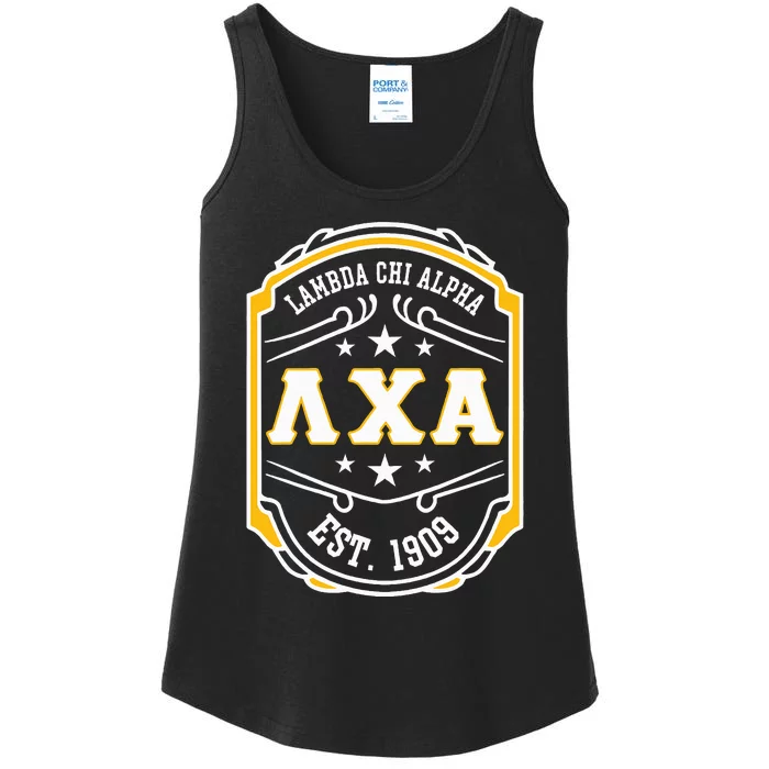 Lambda Chi Alpha Fraternity Lambda Est 1909 Ladies Essential Tank