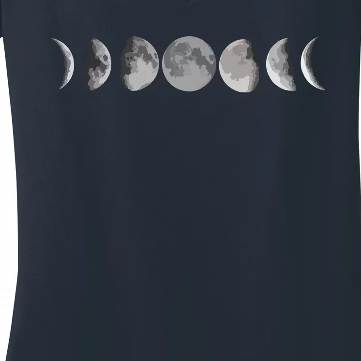 Lunar Cycle Apparel Astronomy Full Moon Women's V-Neck T-Shirt