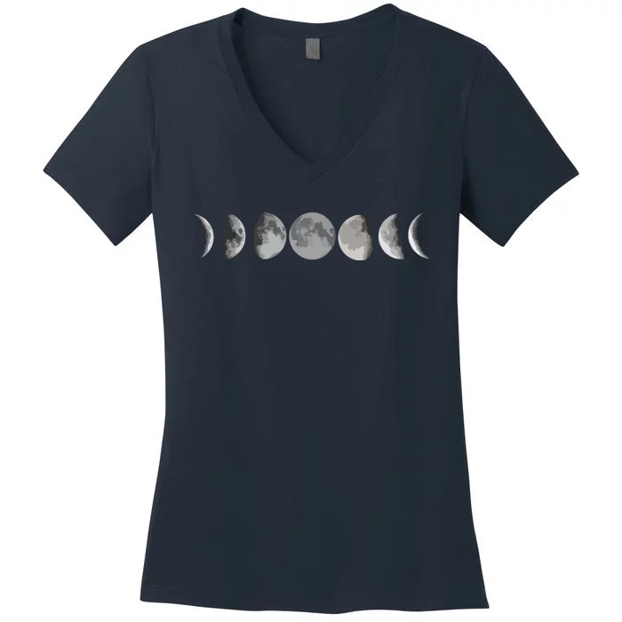 Lunar Cycle Apparel Astronomy Full Moon Women's V-Neck T-Shirt