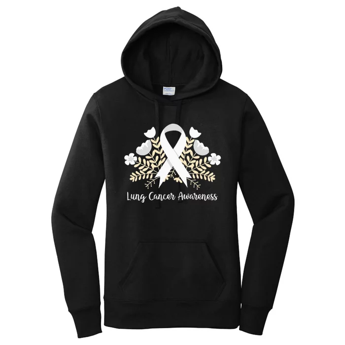 Lung Cancer Awareness Ribbon Lung Cancer Women's Pullover Hoodie