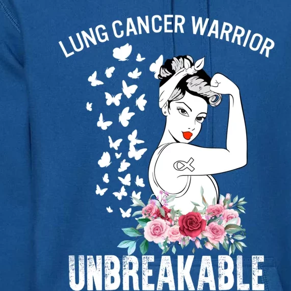 Lung Cancer Awareness Warrior Unbreakable Strong Gift Premium Hoodie