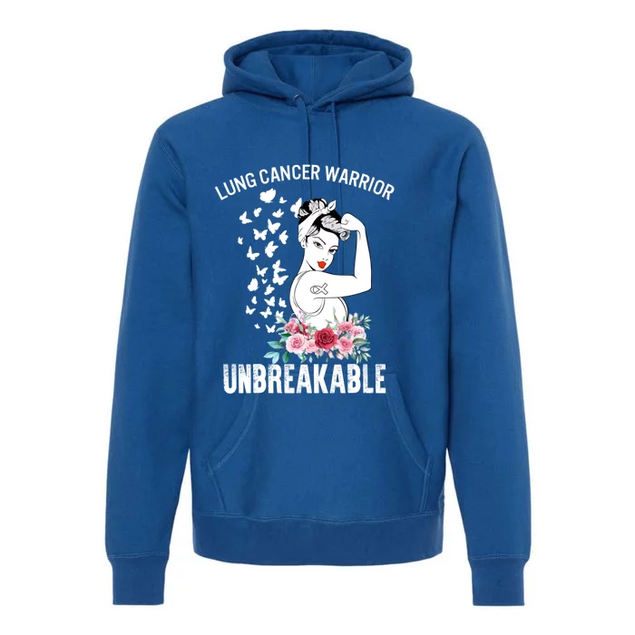 Lung Cancer Awareness Warrior Unbreakable Strong Gift Premium Hoodie