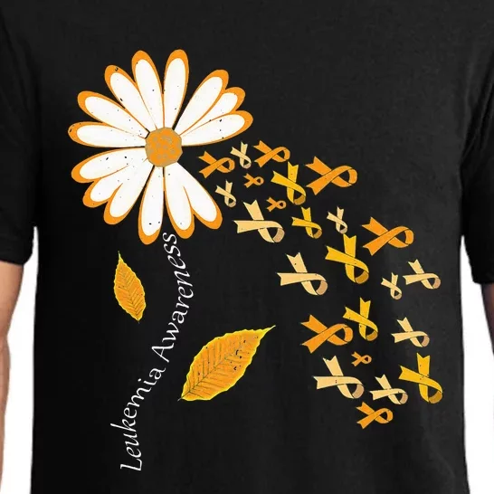 Leukemia Cancer Awareness Orange Ribbon Daisy Flower Pajama Set