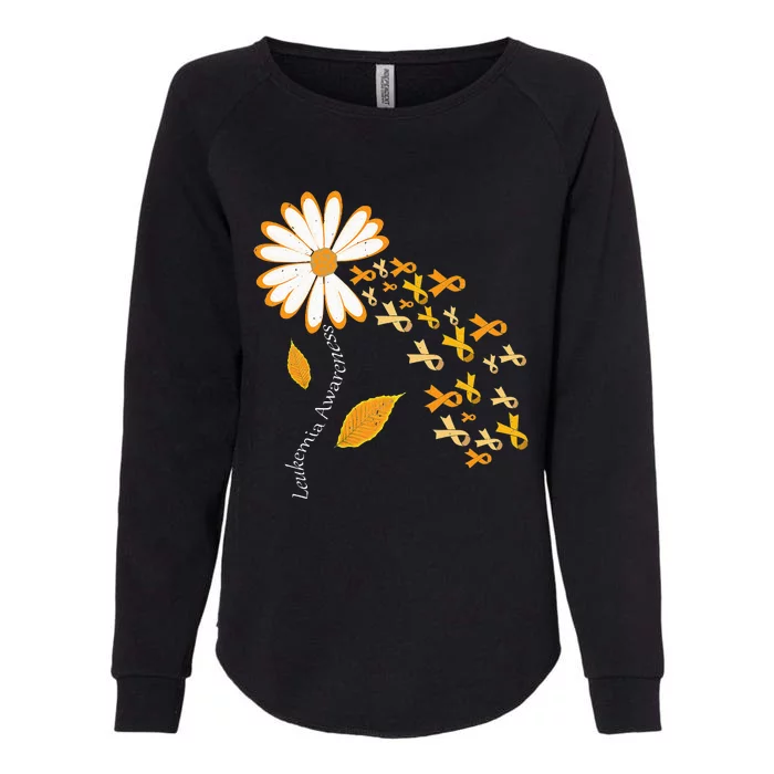 Leukemia Cancer Awareness Orange Ribbon Daisy Flower Womens California Wash Sweatshirt