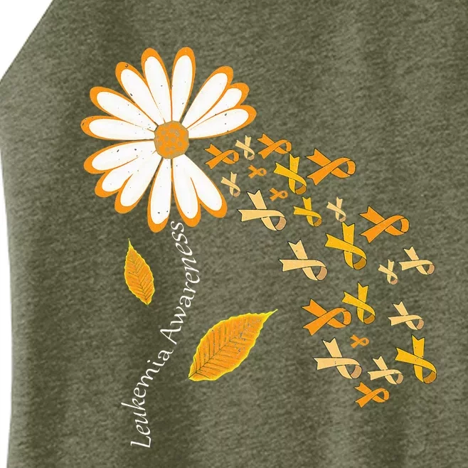 Leukemia Cancer Awareness Orange Ribbon Daisy Flower Women’s Perfect Tri Rocker Tank