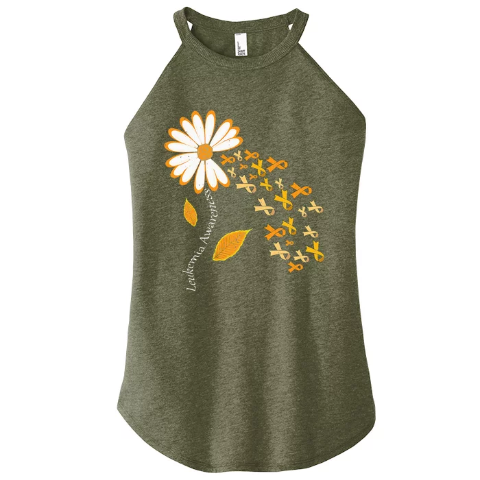 Leukemia Cancer Awareness Orange Ribbon Daisy Flower Women’s Perfect Tri Rocker Tank