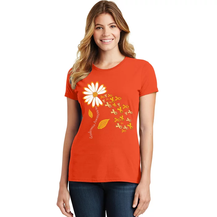 Leukemia Cancer Awareness Orange Ribbon Daisy Flower Women's T-Shirt