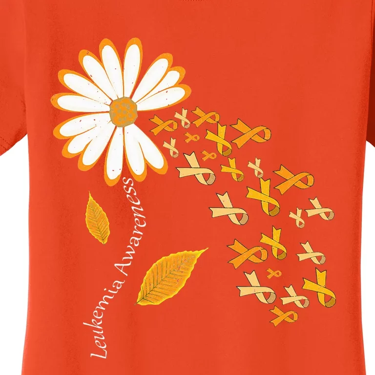 Leukemia Cancer Awareness Orange Ribbon Daisy Flower Women's T-Shirt