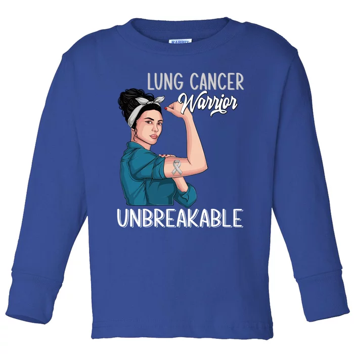 Lung Cancer Awareness Warrior Unbreakable Support Gift Toddler Long Sleeve Shirt