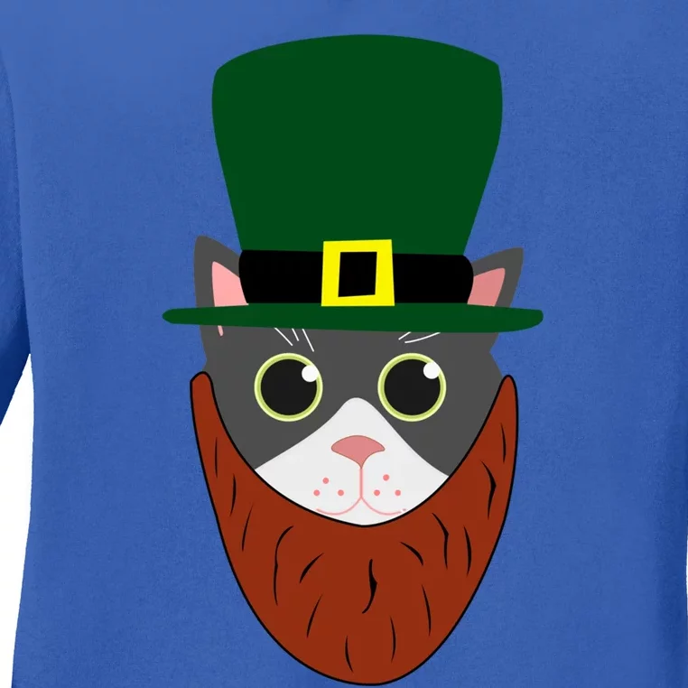 Leprechaun Cat Animal Fun St Patricks Day Cute Gift Cute Gift Ladies Long Sleeve Shirt