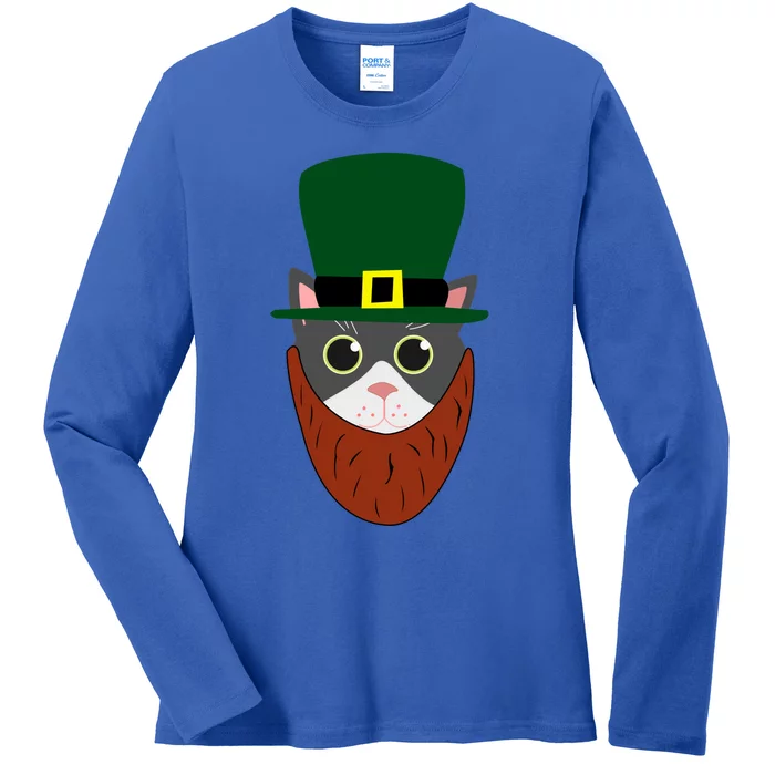 Leprechaun Cat Animal Fun St Patricks Day Cute Gift Cute Gift Ladies Long Sleeve Shirt