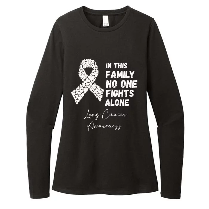 Lung Cancer Awareness In This Family No One Fights Alone Womens CVC Long Sleeve Shirt