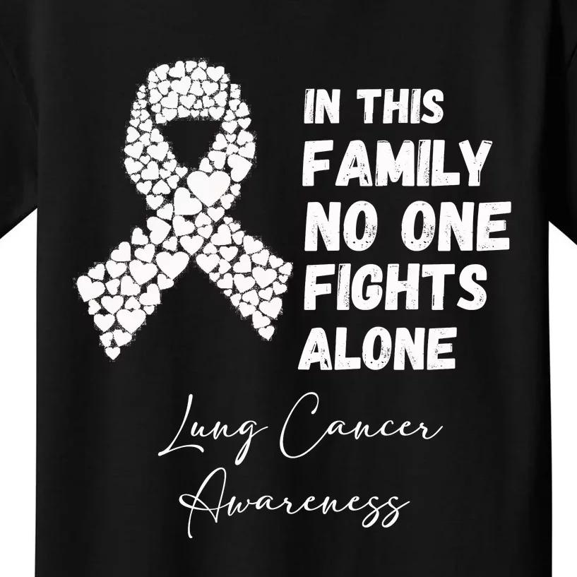 Lung Cancer Awareness In This Family No One Fights Alone Kids T-Shirt