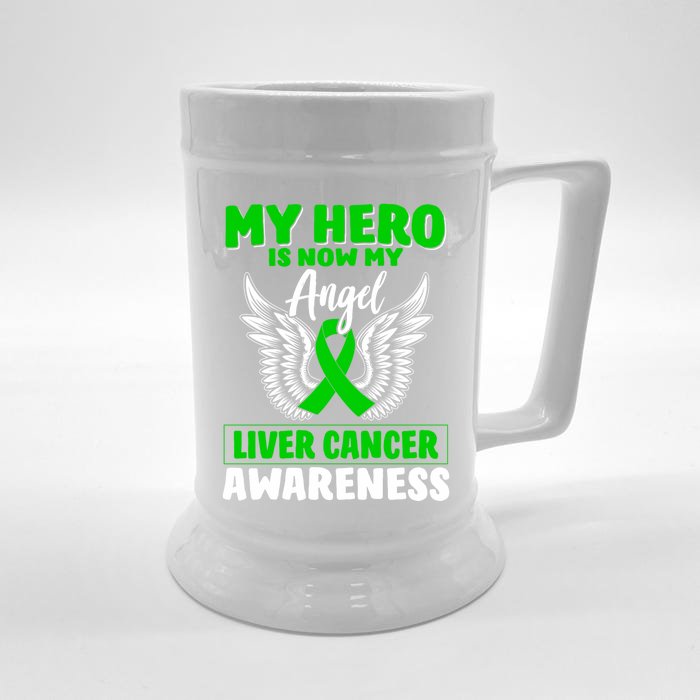 Liver Cancer Awareness My Hero Is Now My Angel Liver Cancer Gift Front & Back Beer Stein