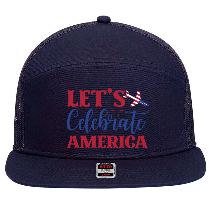 Let's Celebrate America Memorial Day Gift 7 Panel Mesh Trucker Snapback Hat