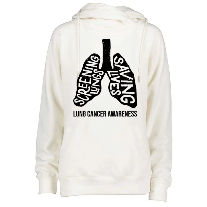 Lung Cancer Awareness Saving Lives Womens Funnel Neck Pullover Hood