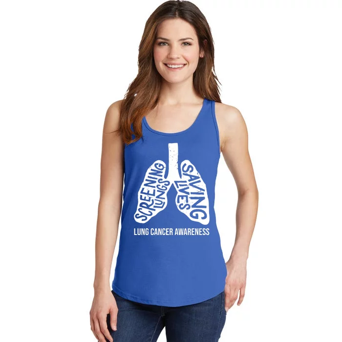 Lung Cancer Awareness Saving Lives Ladies Essential Tank