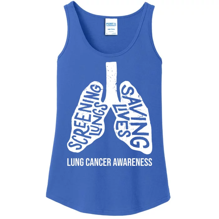 Lung Cancer Awareness Saving Lives Ladies Essential Tank