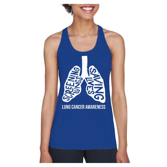 Lung Cancer Awareness Saving Lives Women's Racerback Tank