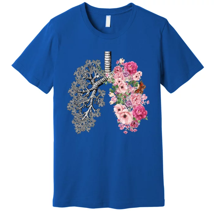 Lungs Cancer Awareness Bloomi Anatomy Classic Funny Gift Premium T-Shirt