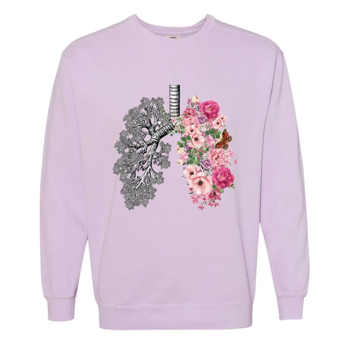 Lungs Cancer Awareness Bloomi Anatomy Classic Funny Gift Garment-Dyed Sweatshirt