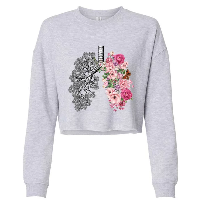 Lungs Cancer Awareness Bloomi Anatomy Classic Funny Gift Cropped Pullover Crew