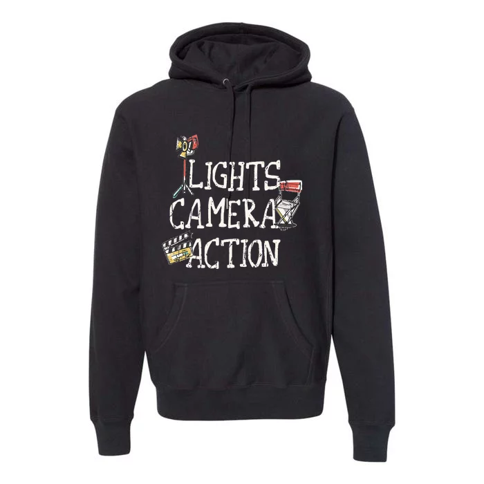 Lights Camera Action Film Director Premium Hoodie