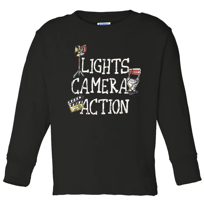 Lights Camera Action Film Director Toddler Long Sleeve Shirt