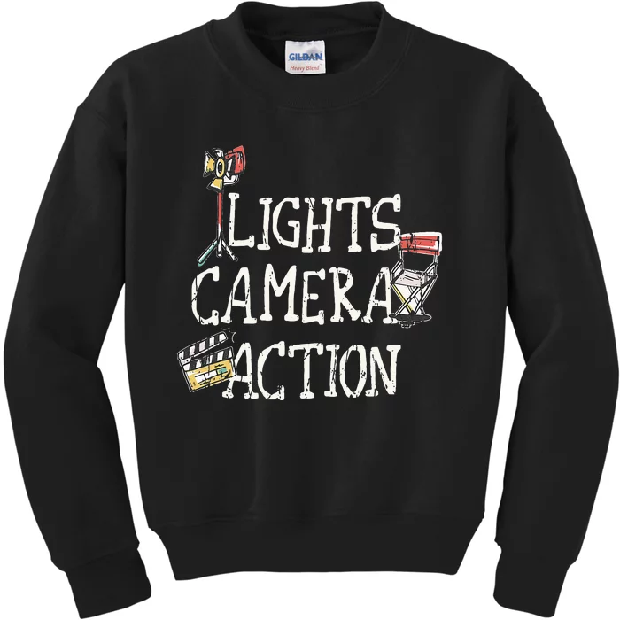 Lights Camera Action Film Director Kids Sweatshirt