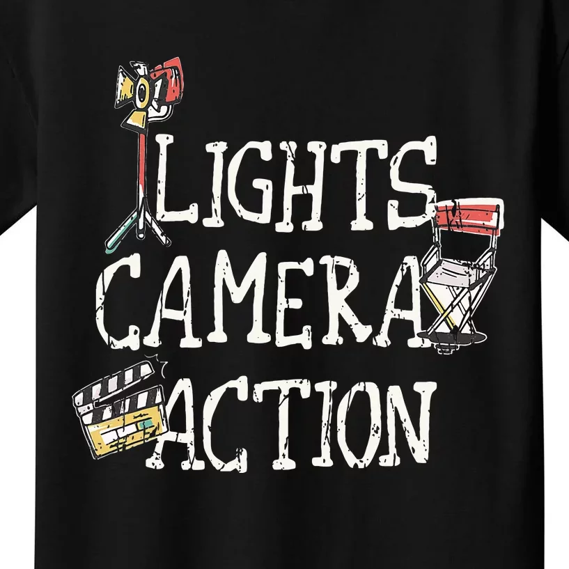 Lights Camera Action Film Director Kids T-Shirt