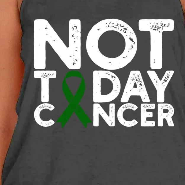 Liver Cancer Awareness Not Today Cancer Green Ribbon Gift Women's Knotted Racerback Tank