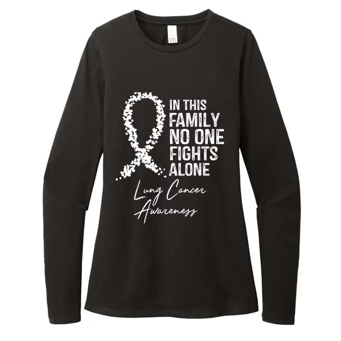 Lung Cancer Awareness In This Family No One Fights Alone Gift Womens CVC Long Sleeve Shirt